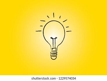 Light Bulbs hand drawn. Idea concept illustration.