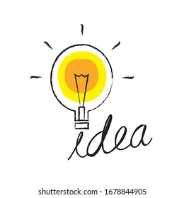 Light Bulbs hand drawn. Idea concept illustration. Vector.