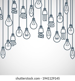 Light bulbs hanging on cords - semicircle lamp frame