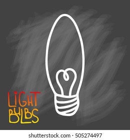 Light bulbs icon. Concept of big ideas inspiration, innovation, invention, effective thinking. CFL lamp.  Isolated. Vector illustration.  Idea symbol. On chalk background