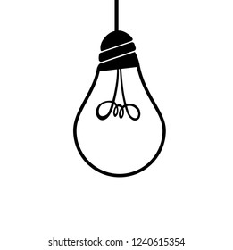 Light bulbs icon with concept of idea. Vector isolated on white background. Contour line.