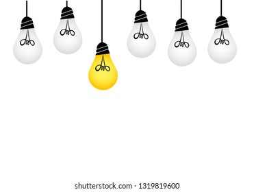 Light bulbs icon with concept of idea. Vector isolated on white background. 