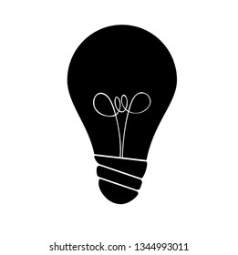 Light bulbs icon with concept of idea. Vector isolated on white background. Silhouette.