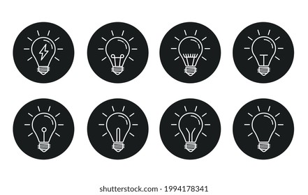 Light bulbs icons in a black circle.