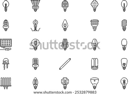 Light bulbs icons collection is a vector illustration with editable stroke.