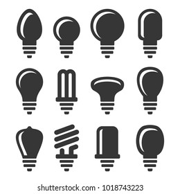 Light Bulbs Icons Set on White Background. Vector