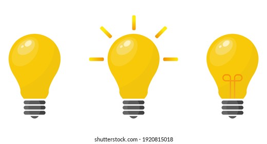 Light bulbs icons set. Vector set of beautiful light bulbs. Set of light bulbs in a flat style for web design. Light bulbs are full of ideas and creative thinking. Vector illustration.