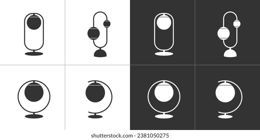 Light bulbs icons set. Vector flat icons isolated on white and black background