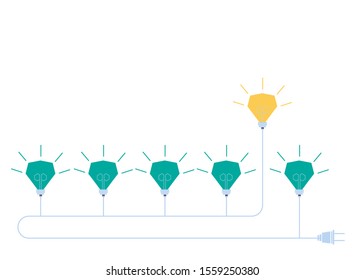  Light bulbs Idea  - Being different, taking risky, move for success in life- Vector illustration.