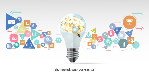 
 Light bulbs,  Idea and Concept - Polygon, Geometry, Colorful, icon - modern Vector illustration Business.
