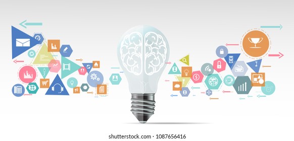 
 Light bulbs,  Idea and Concept - Polygon, Geometry, Colorful, icon - modern Vector illustration Business.

