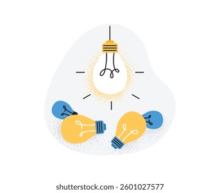 Light bulbs. Idea, creativity, and brainstorming concept. A vector illustration on a white background.