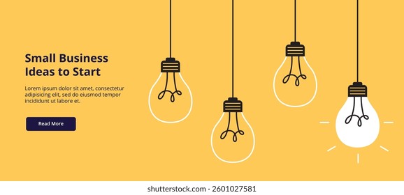 Light bulbs. Idea, creativity, and brainstorming concept. Vector illustration for landing page, banner, or ad.