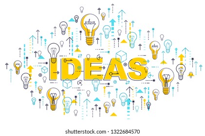 Light bulbs ideas concept, lightbulb lamps composition vector design.