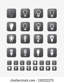 Light bulbs, lamp icon on black button