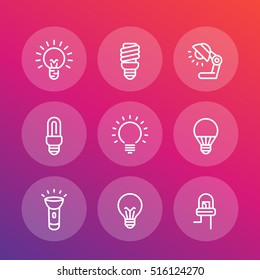 light bulbs line icons