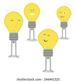 Light bulbs meeting to share their ideas in office