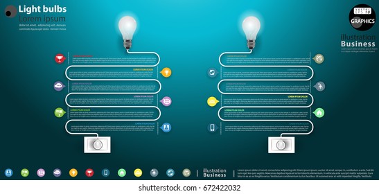 Light bulbs - modern Idea and Concept Vector illustration Business Infographic template with icon Plug.