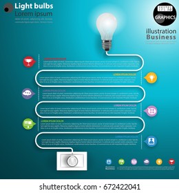 
Light bulbs - modern Idea and Concept Vector illustration Business Infographic template with icon Plug.