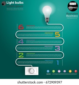 
Light bulbs - modern Idea and Concept Vector illustration Business Infographic template with Number 1-6 , Plug,icon.
