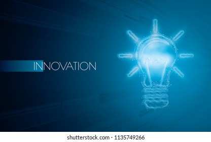 Light bulbs on a blue background. Creativity concept with innovation or inspiration in business, thinking outside the box.Strategy and leadership on teamwork. Opportunity, solution and success.