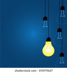 Light bulbs on blue background