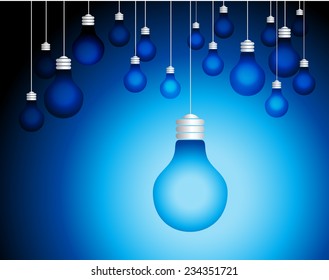 Light bulbs on blue background 