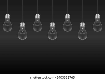 Light bulbs on Dark Background. Vector Illustration. 
