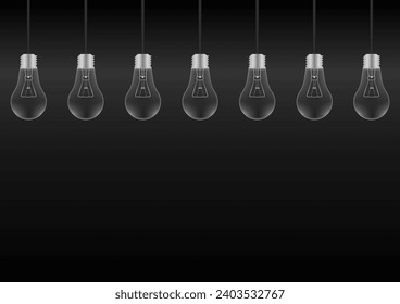 Light bulbs on Dark Background. Vector Illustration. 