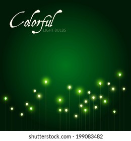 Light bulbs on a green background. Vector illustration