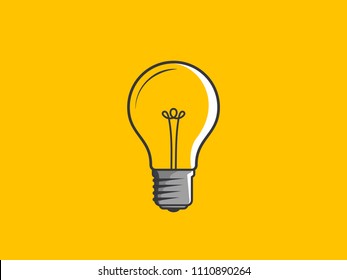 Light bulbs on yellow background. Icon concept of invention, study, imagination and creativity. Design element for business startup, technology, science. 