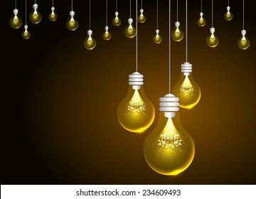 Light bulbs on yellow background 