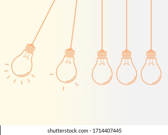 light bulbs with one glowing. Leave the group to find ideas.