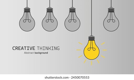 Light bulbs with one glowing and the other no power. Creative thinking ideas brain innovation concept. Concept of creative idea brainstorm and imagination development, Business concept vector.
