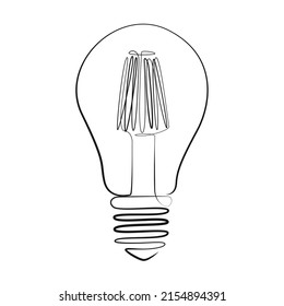 Light bulbs one line drawing on white isolated background