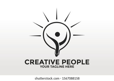 Light bulbs and People templates. Vector design of creative ideas. Logotype Creative society, Creative People