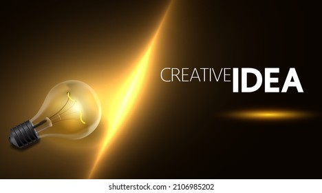 The light bulbs is placed on a dark background with yellow flashes of creativity.