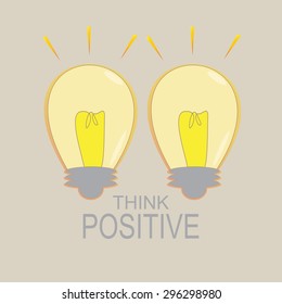 light bulbs positive think idea,Vector illustrations