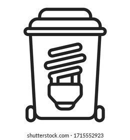 Light bulbs recyclable black line icon. Waste recycling. Garbage sorting. Environmental protection. Outline pictogram for web page, mobile app, promo.