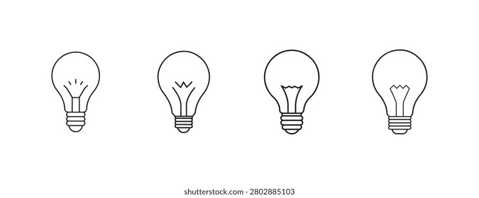 light bulbs in a row isolated on white background