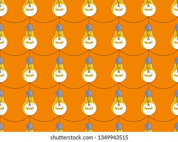 Light bulbs seamless background, creative ideas concept, website for creators or designers, vector wallpaper or web site background.