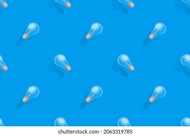 Light bulbs seamless pattern. Background on the theme of light bulbs and lighting.