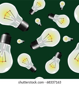 light bulbs seamless texture, abstract pattern; vector art illustration