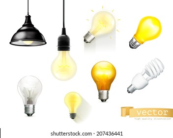 Light bulbs, set of vector icons