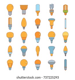 Light bulbs set vector illustration for design and web isolated on white background. 