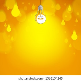 Light bulbs shining beautiful vector realistic illustration. Ideas concept, creative inspiration, creativity. Perfect background or wallpaper.
