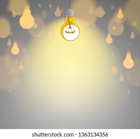 Light bulbs shining beautiful vector realistic illustration. Ideas concept, creative inspiration, creativity. Perfect background or wallpaper.