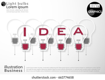 Light bulbs Text idea -  modern Idea and Concept Vector illustration Business Infographic template with icon,background White.