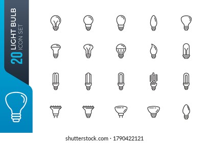 Light bulbs vector icon set in thin line style