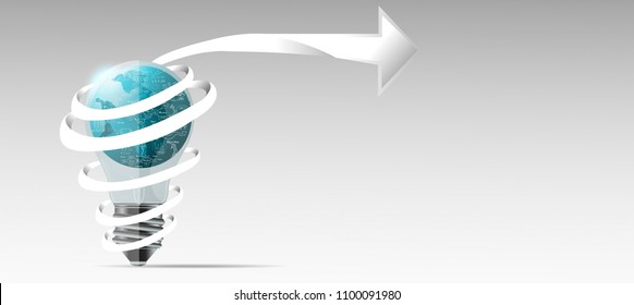  Light bulbs world,  Idea and Concept - arrow - modern Vector illustration Business.